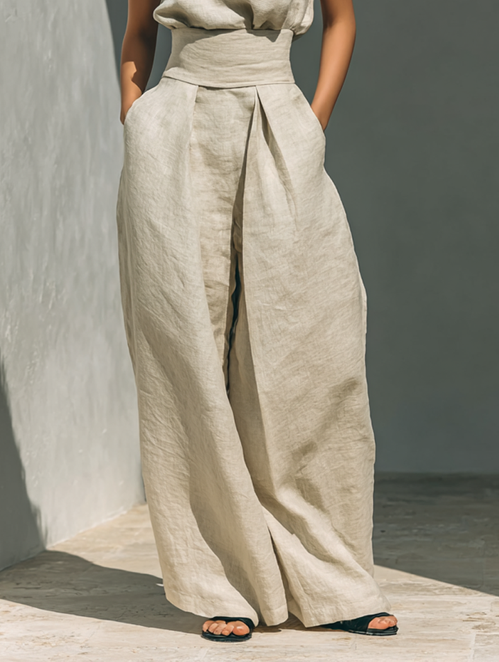 Chic Two Piece Set- Sleeveless Top & Wide-Leg Trousers